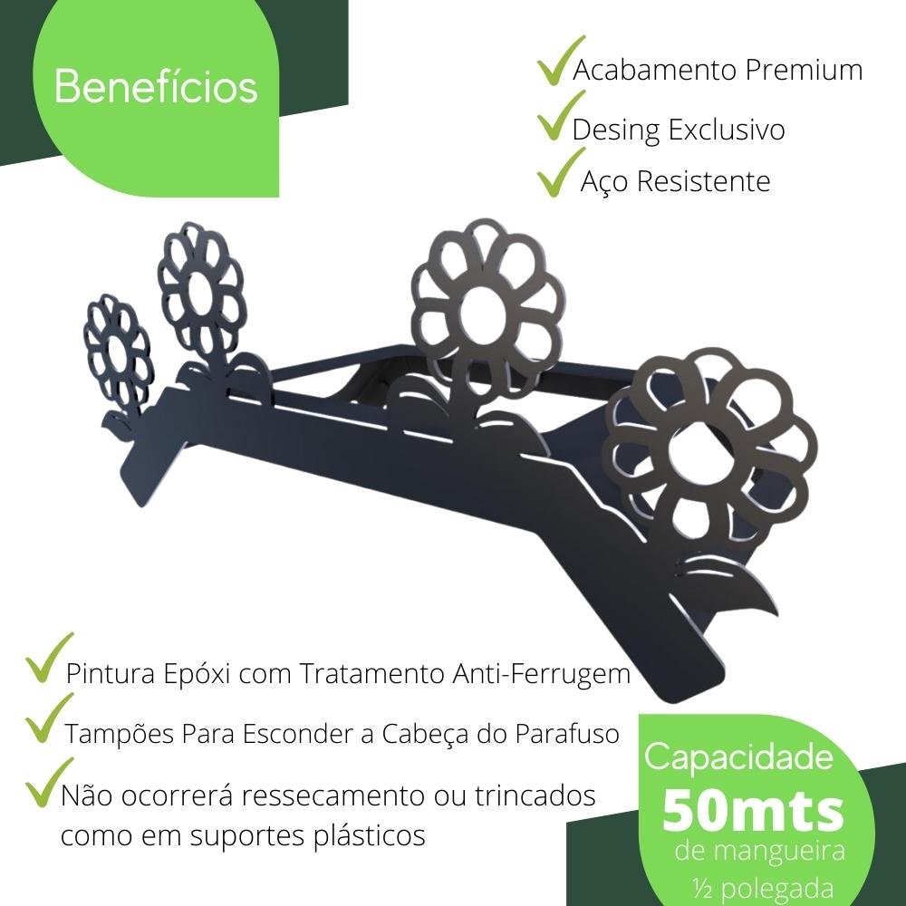 Suporte Enrolador De Mangueira De Jardim Flor Preto - 2