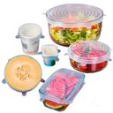 Ver imagem 5 de Kit 6 Tampas Ajustaveis Silicone Flexivel Potes Panelas Kit Jogo Latas Tampa Redonda Quadrada Univer