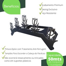 Suporte Enrolador De Mangueira De Jardim Tulipa Preto - 2