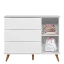 Ver imagem 3 de Cômoda Infantil Lunna Retrô 1 Porta e 3 Gavetas Branco - Peternella Móveis