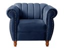 Ver imagem 3 de Conjunto Realeza Sofá com Poltronas Chesterfield Decoração Sala Recepção - Suede Azul Marinho