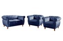 Ver imagem 1 de Conjunto Realeza Sofá com Poltronas Chesterfield Decoração Sala Recepção - Suede Azul Marinho