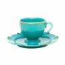 Kit 4 Xícaras Cafézinho Soleil Aurora Oxford® Porcelana Azul e Ouro 75ml - 1