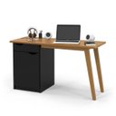 Ver imagem 2 de Escrivaninha Mesinha Para Computador Retro Home Office Com Porta Gaveta Prism Preto/Cumaru