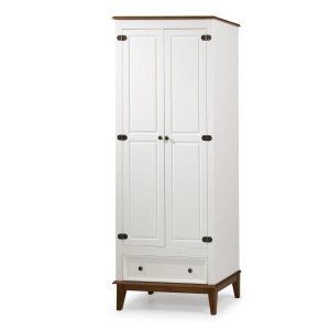 Guarda Roupa Colonial Branco de Madeira - 2 Portas 1 Gaveta