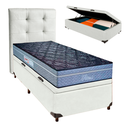 Ver imagem 1 de Kit Cama Box Bau + Cabeceira + Colchão Solteiro Molas Ensacadas - Petrus - Paropas