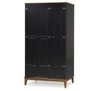 Ver imagem 1 de Guarda-Roupa Rústico Colonial Preto - 3 Portas 2 Gavetas