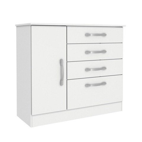 Cômoda 4 Gavetas 1 Porta Chicago Tcil Móveis Branco