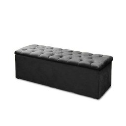 Cabeceira Mais Calçadeira Baú Casal 140cm para Cama Box Sofia Cor Preto Corino - 3