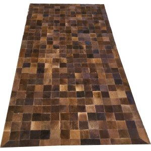 Tapete de Couro Castanho 1,00x2,00 com Borda Pç 7x7cm