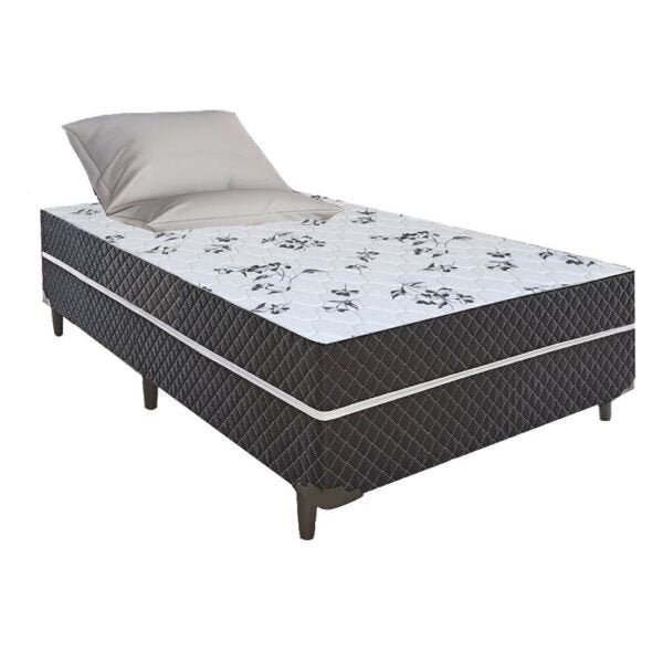 Cama Box Solteiro Conjugada Unyco D28 Ortopédico Floral e Preta - 1