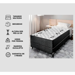 Cama Box Solteiro Conjugada Unyco D28 Ortopédico Floral e Preta - 3