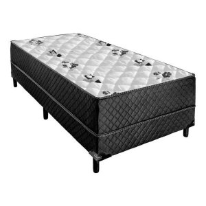 Cama Box Solteiro Conjugada Unyco D28 Ortopédico Floral e Preta
