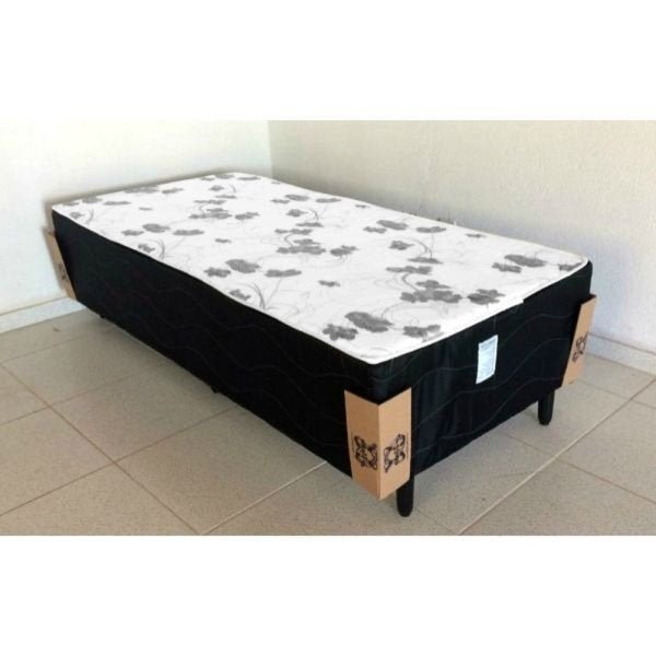 Cama Box Solteiro Conjugada Unyco D28 Ortopédico Floral e Preta - 2