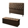 Conjunto Cabeceira + Calçadeira Baú Casal 140cm Marrom - 2