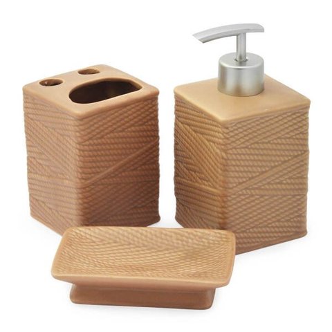 Kit de banheiro lavabo 3 peças terracota marrom