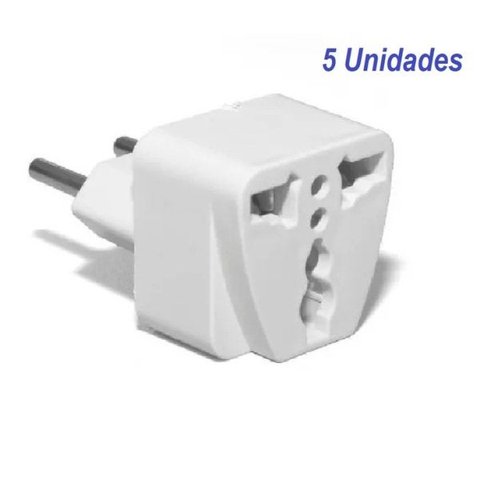5 Peças - Tomada Universal Padrão Europeu Uk Para Brasil