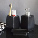 Ver imagem 2 de Kit de Banheiro Lavabo 3 Peças Preto fosco Liso Quadrado