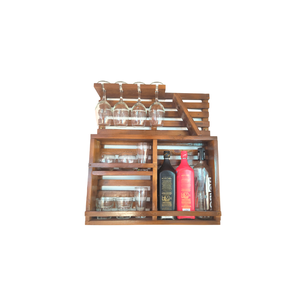 Adega Barzinho De Parede Rústico Em Madeira Com Porta Garrafas De Vinhos Whisky Gin Bebidas E Porta