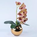 Ver imagem 2 de Arranjo de Orquídea Artificial Outonada em Vaso Dourado Mila