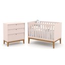 Ver imagem 1 de Jogo de Quarto Infantil Unique com Cômoda 3 Gavetas e Berço Rosê/eco Wood - Matic Móveis