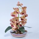 Ver imagem 2 de Arranjo com 2 Orquídeas Artificiais Outonadas Vaso Ambar