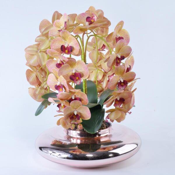 Arranjo 4 Orquídeas Artificiais Outonadas Vaso Rose Gold Lia - 3