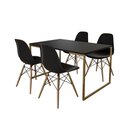 Ver imagem 2 de Mesa Jantar Industrial Retangular 137x90cm Preta Base Dourada com 4 Cadeiras Eames Eiffel Madeira Pr