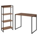 Ver imagem 1 de Kit Para Escritório Estante Areta 4 Prateleiras Mesa Industrial Aspen 90cm C01 Nogal - Lyam Decor