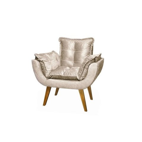 Poltrona Decorativa Opala Bege Assento de Pillow