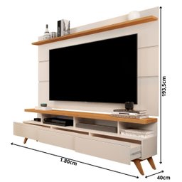 Rack com Painel 1.80 P/tv Ate 72 Polegadas Off White Nature Vivare Wood - 3