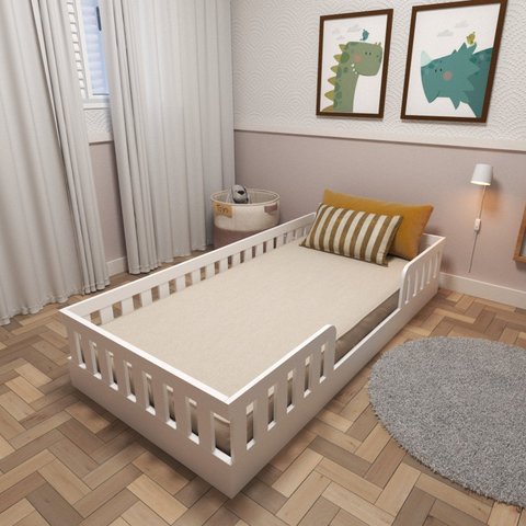 Cama Infantil Montessoriana Solteiro Sol Ii Branco