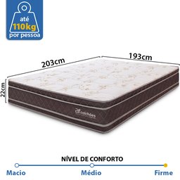 Colchão Super King 100% Espuma Dupla Face Antialérgico 193x203x22cm BF Colchões - 2