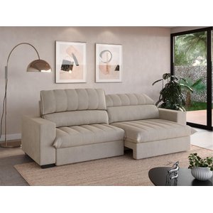 Sofá com Molas Ensacadas Retrátil e Reclinável Strike 2,00m Veludocristal com Carregador Usb -