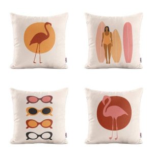 Almofadas Terracota Decorativas Flamingos Para Sofá 40X40 - Novadecora