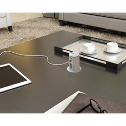 Torre de Tomada de Embutir Automática Bancada Pia Cozinha 1 Elétrica 20A + 2 USB Cinza - 4