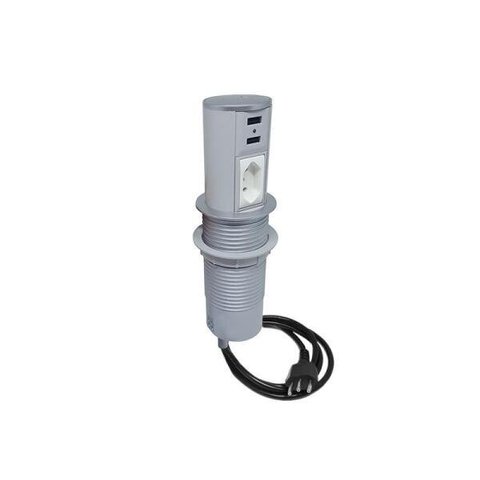 Torre de Tomada de Embutir Automática Bancada Pia Cozinha 1 Elétrica 20A + 2 USB Cinza