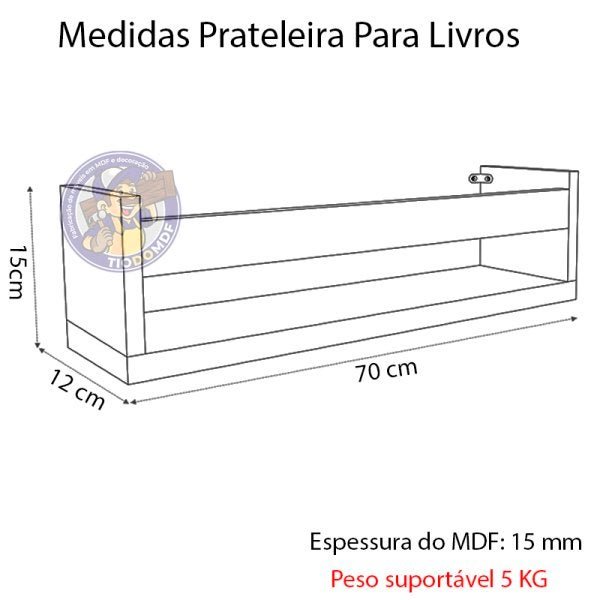 Kit 2 Prateleira 70cm Amarelo para Livros Revistas Infantil Parede - 2