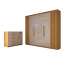 Ver imagem 3 de Guarda-roupa Casal Alento 7 Portas 9 Gavetas Cinamomo/off White - Panorama Móveis