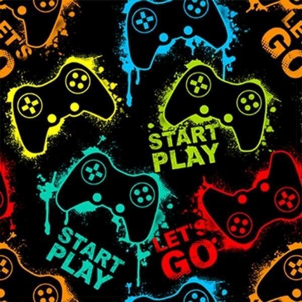 Papel De Parede Para Quarto Gamer Controles Start Play 10,0m - 3