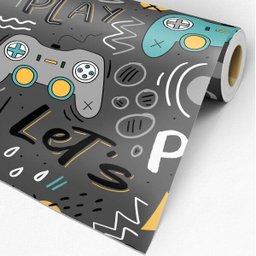 Papel De Parede Para Quarto Gamer Controles Bora Jogar 3,0m - 2