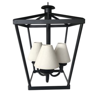 Pendente Rustico Estilo Lampião Decorativo Com cúpula De algodão Libertas Rosas Artesanato Preto