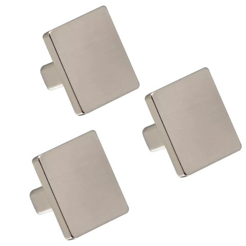 Kit 3 Puxadores Aspen 188 Ponto Quadrado Niquel Escovado para Móveis Armários e Gavetas