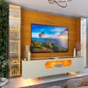 Ver imagem 7 de Rack com Painel para TV até 84 Polegadas com LED 100% MDF 293CMX238CM 1 Gaveta 4 Portas Vidro Luminare Nobre