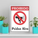 Ver imagem 2 de Quadro Divertido Proibido Peidar Alto 24x18cm - com vidro:Madeira preta