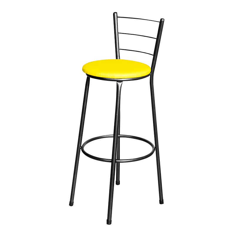 Banqueta Alta para Cozinha Epoxi Craqueada Assento Estofado Lamar Design Epoxi Alta Craqueada - 3