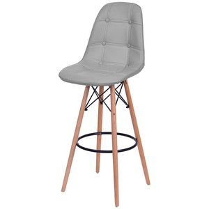 Banqueta Eames Botone Cor Cinza Base Madeira 1,13 Mt (alt) - 51810