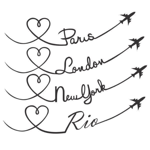 Adesivo De Parede Escrita Viajem Paris New York London Rio - 2