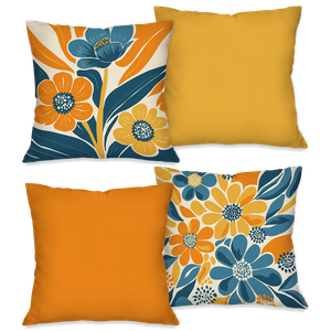 Kit com 4 Capas para Almofadas Decorativas Flores Marroquinas