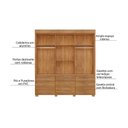 Ver imagem 2 de Guarda Roupa 3 Portas de Correr e 9 Gavetas Itapema Cedro/off Flex